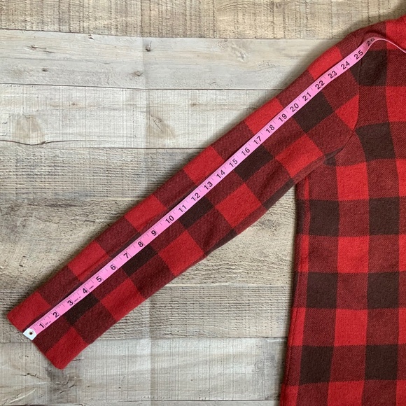 Anthropologie Field Flower Wool Blen Red/Black Buffalo Check Mock Neck S… - Picture 10 of 10